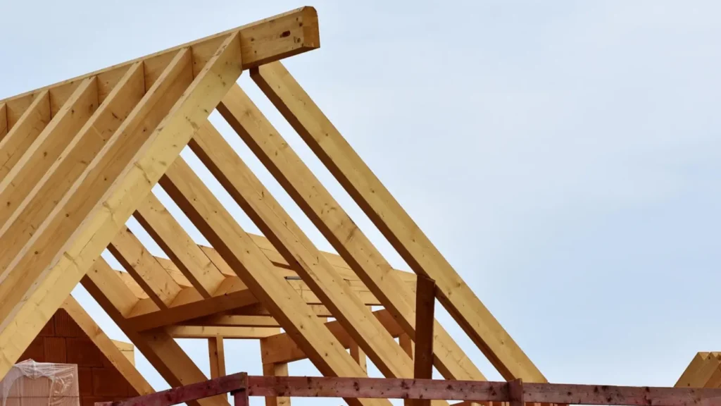New wooden roof frame installation for residential home in Long Beach by Atlas Roofing