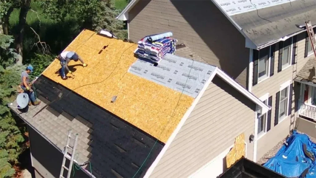 New roofing installation on suburban Long Beach house